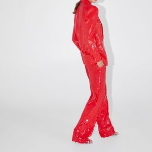 Zara Mid Rise sequined red pants